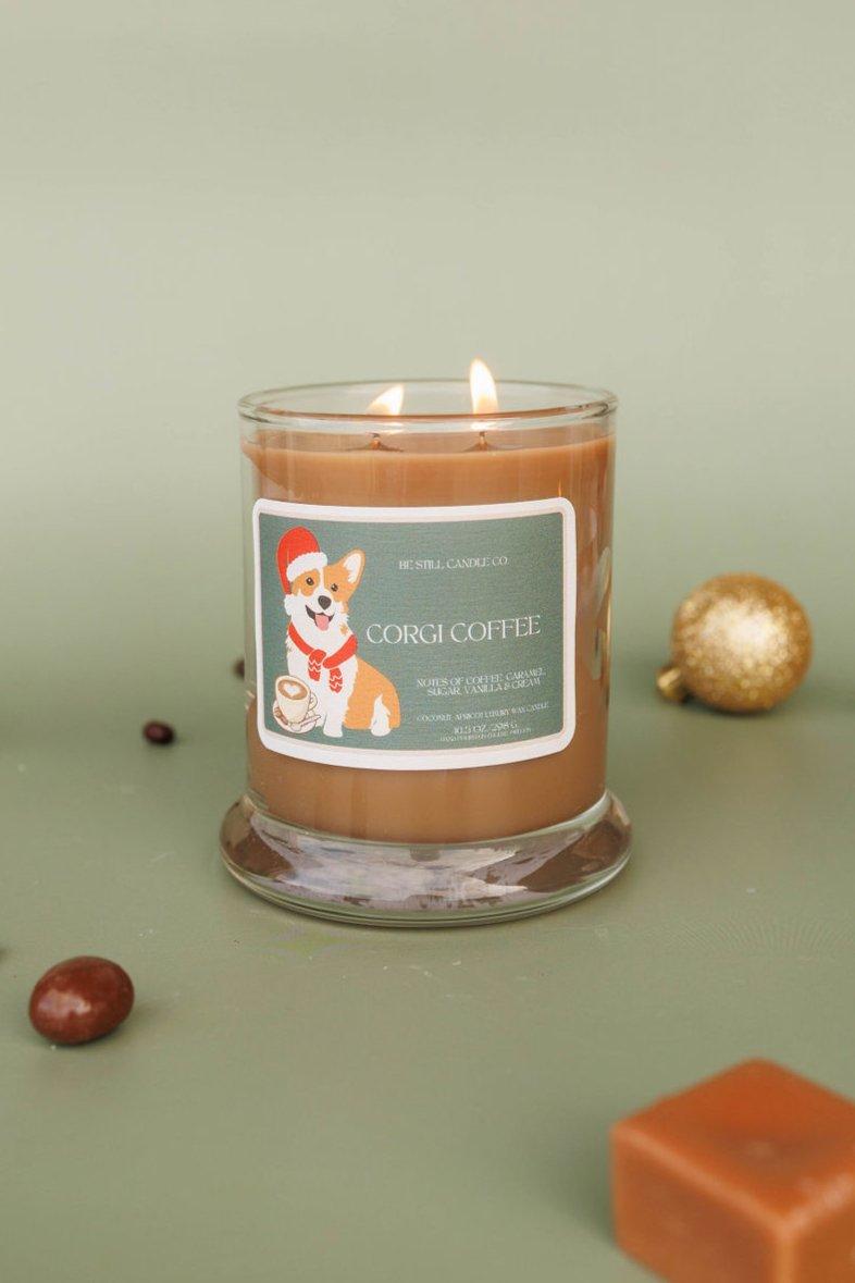 Corgi Coffee Candle